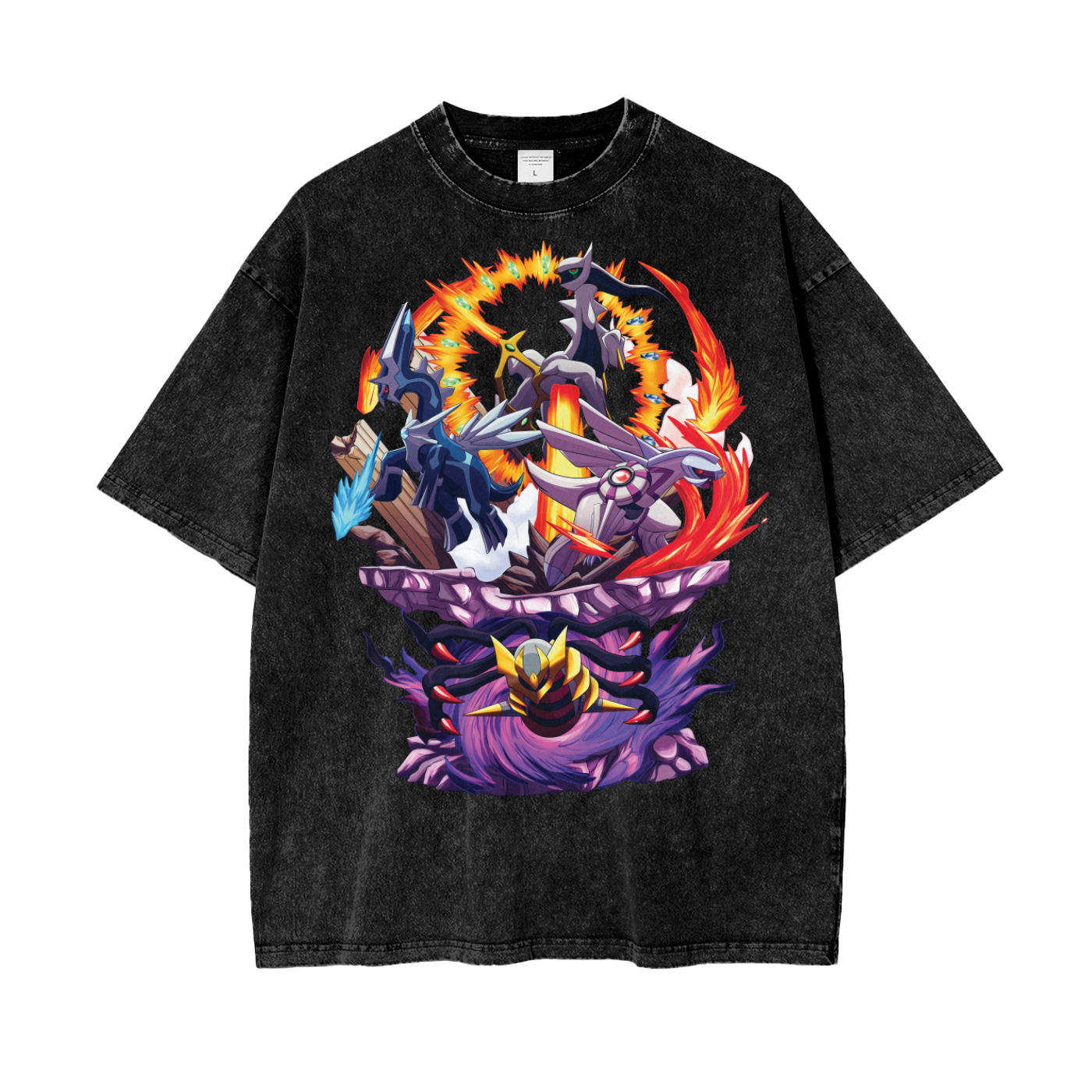 Giratina/Arceus/Dialga/Palkia Pokemon Diamond and Pearl Inspired - Acid Wash Oversize T-Shirt - 250gsm