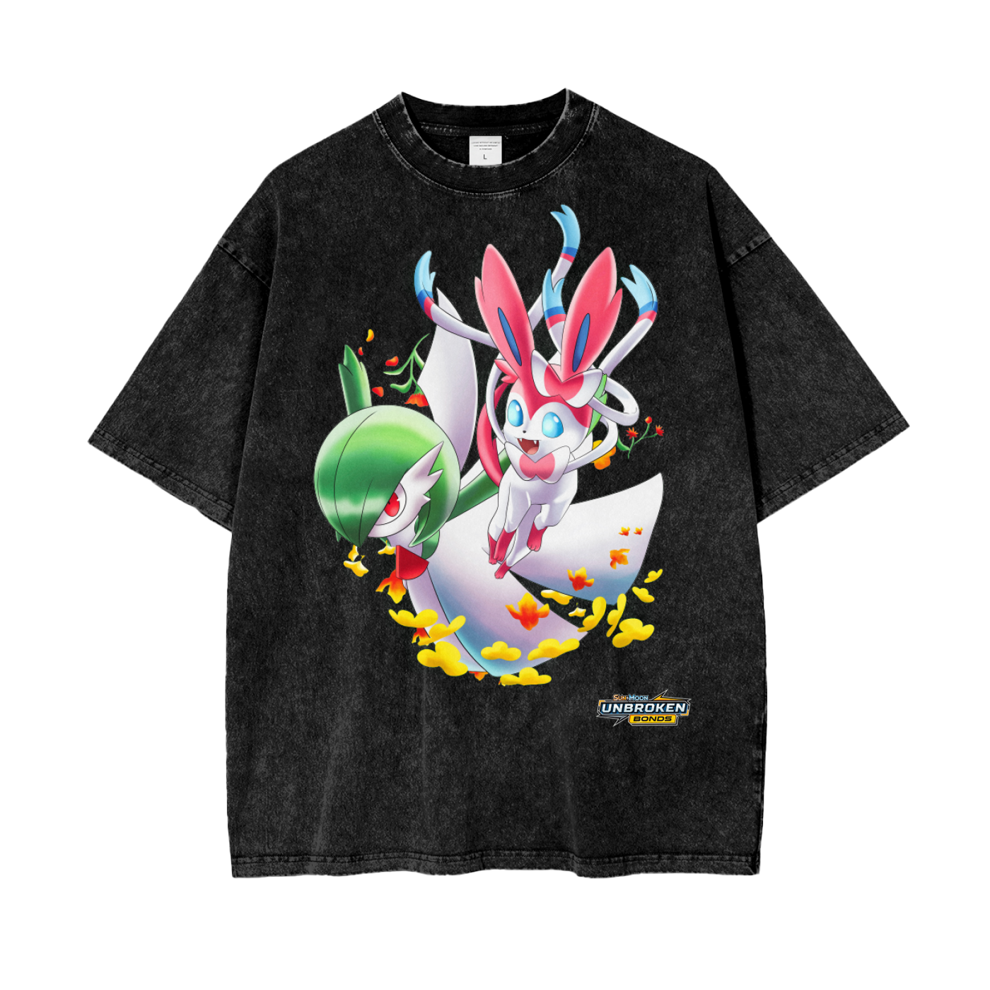 Gardevoir/Sylveon Unbroken Bonds Pokemon Inspired - Acid Wash Oversize T-Shirt - 250gsm