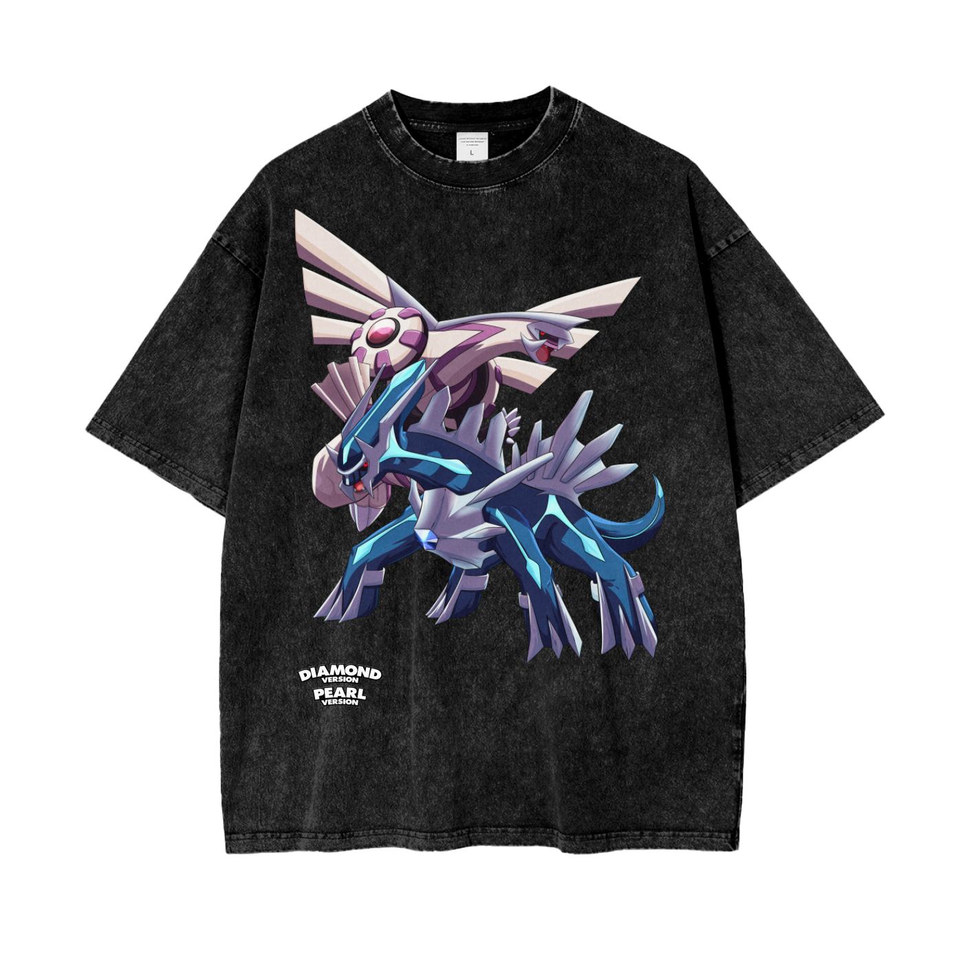 Dialga/Palkia Pokemon Diamond and Pearl Inspired - Acid Wash Oversize T-Shirt - 250gsm